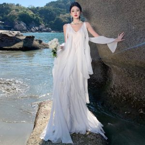 Peony Layered Ruffle Dress Flowy Morning Robe Two-Piece Set